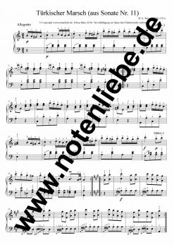 Tuerkischer Marsch Klaviernoten mit Fingersatz